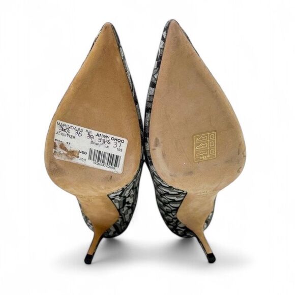 NWOT JIMMY CHOO Marinda 65 Black & Silver Monogram 'JC" Logo Booties Siz… - Picture 10 of 12